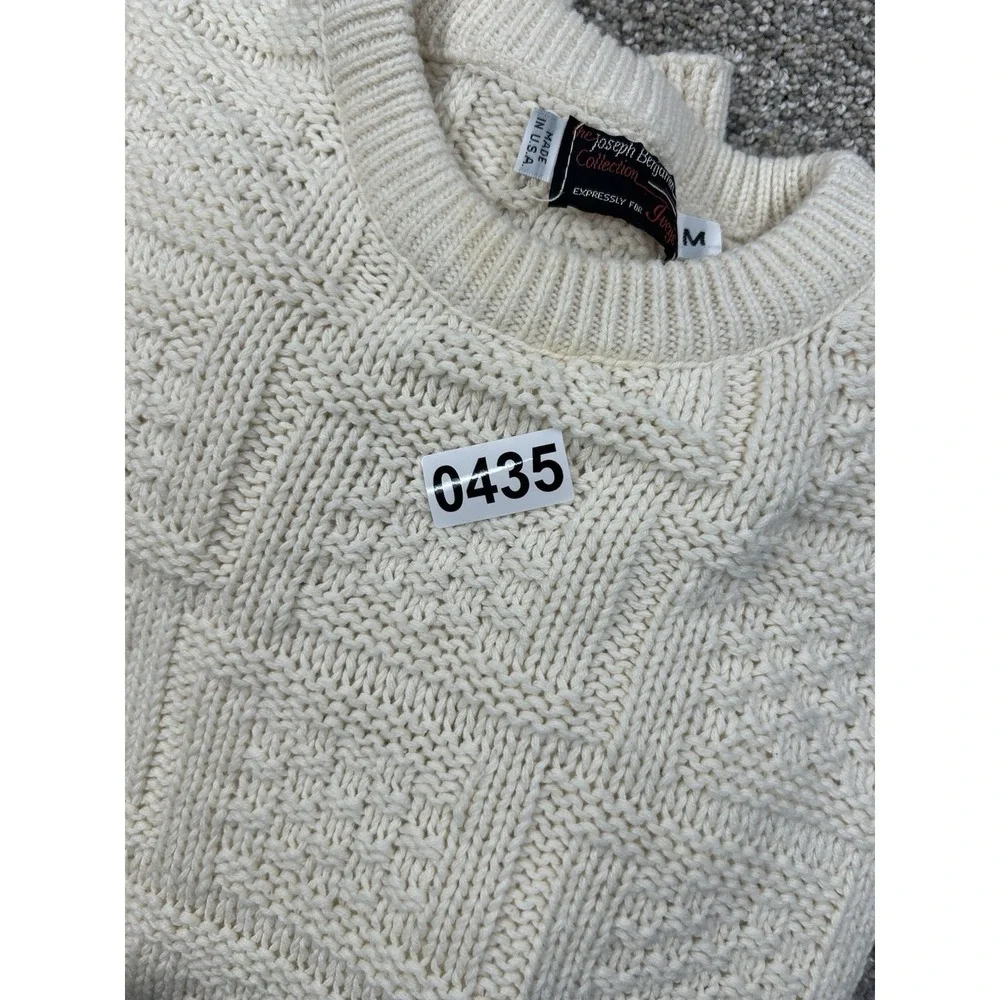 Vintage Ivey's Joseph Benjamin Unisex Cream Cable Knit Sweater Size M #0435